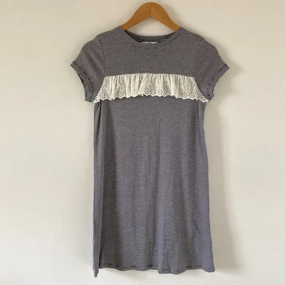 Marks & Spencer Girls Blue/White Broderie Anglais Cap Sleeve Dress Size 10-12 Y - Picture 1 of 9